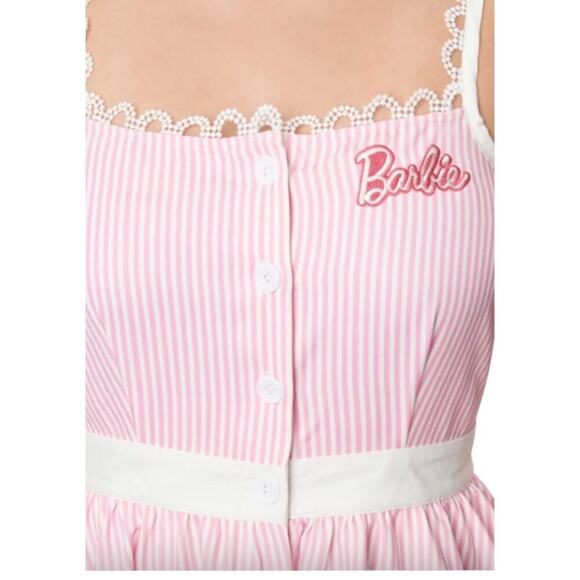Unique Vintage X Barbie Pink Stripe 1950s Swing Dress Sz 1X NWOT #19 - Picture 12 of 16